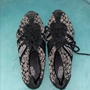 Coach Women's Black and Cream Patterned Sneakers